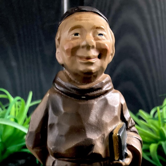 Vintage Decorama Monk Friar Chalkware Figurine | Made In Japan 6” - Picture 8 of 10